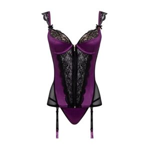 LOVEHONEY Sleek Purple Lace Bustier Size L